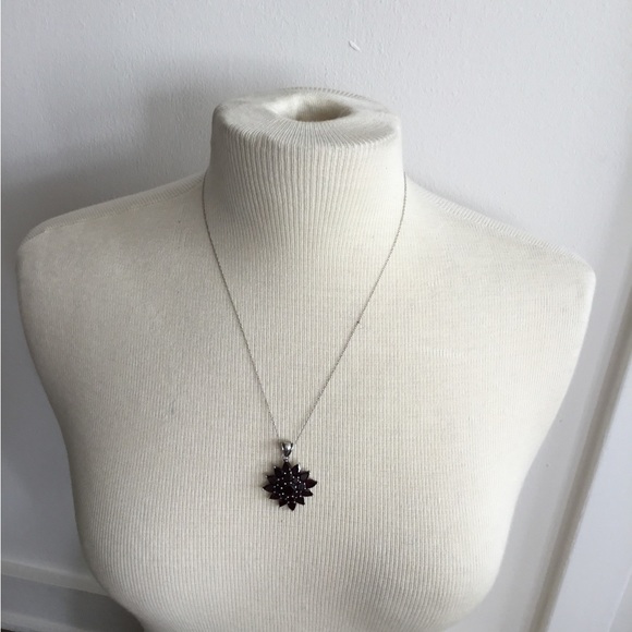 Mozambique  Garnet Sterling Silver Necklace $85 - Picture 1 of 6